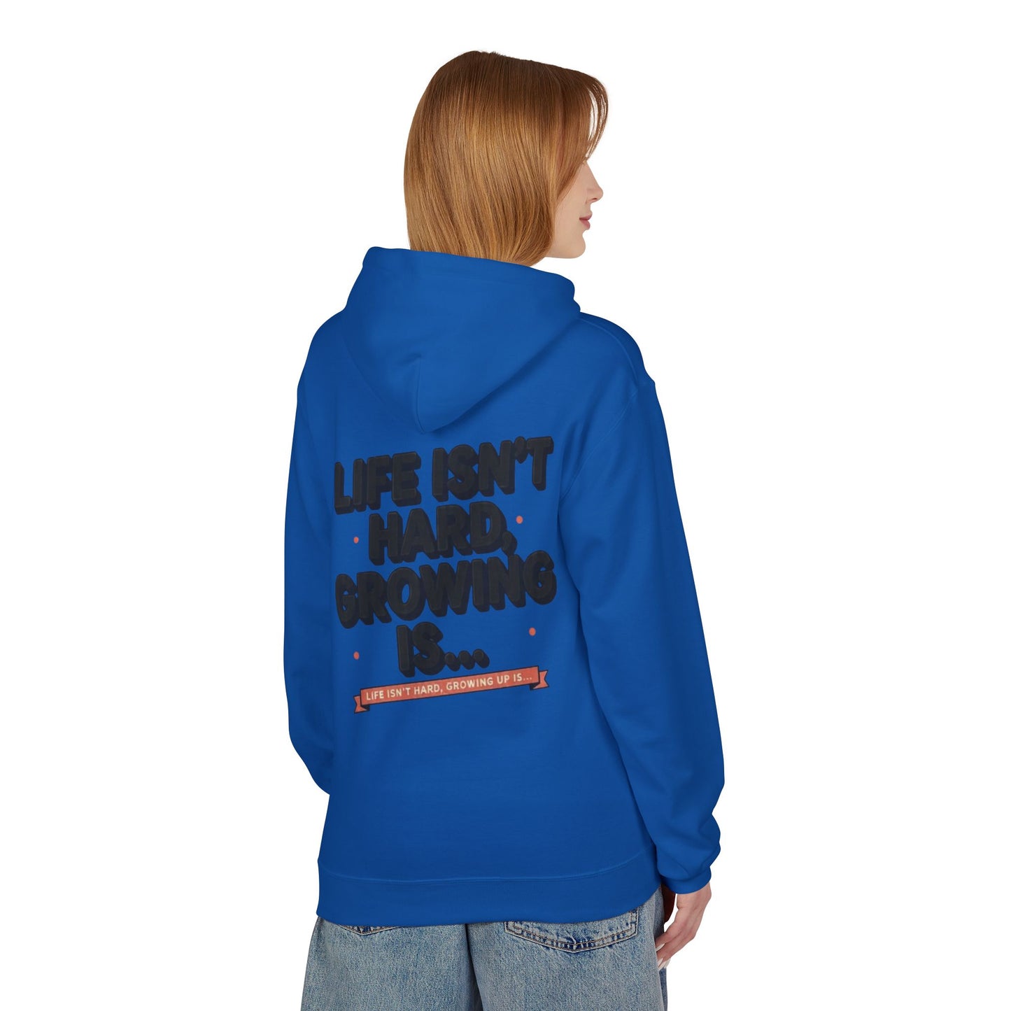 M&M Growth Hoodie — "life isn't hard, growing is..." Inspirational Fleece Hoodie