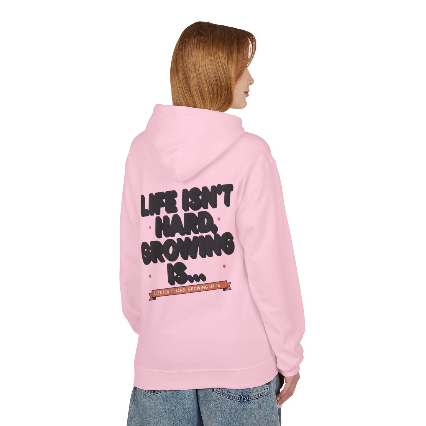 M&M Growth Hoodie — "life isn't hard, growing is..." Inspirational Fleece Hoodie